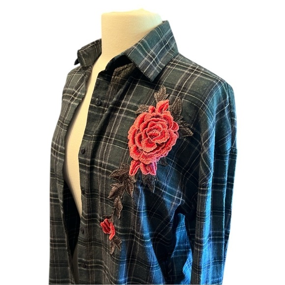 Passport Dark Green Windowpane Plaid Long Button-down Shirt Dress Size Med​​​​​ - Picture 2 of 11